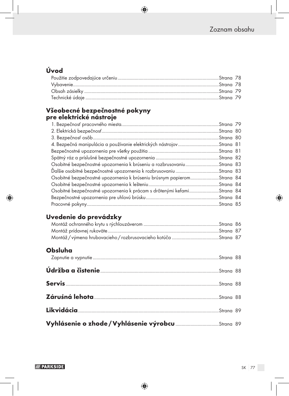 Parkside PWS 230 A1 User Manual | Page 77 / 105