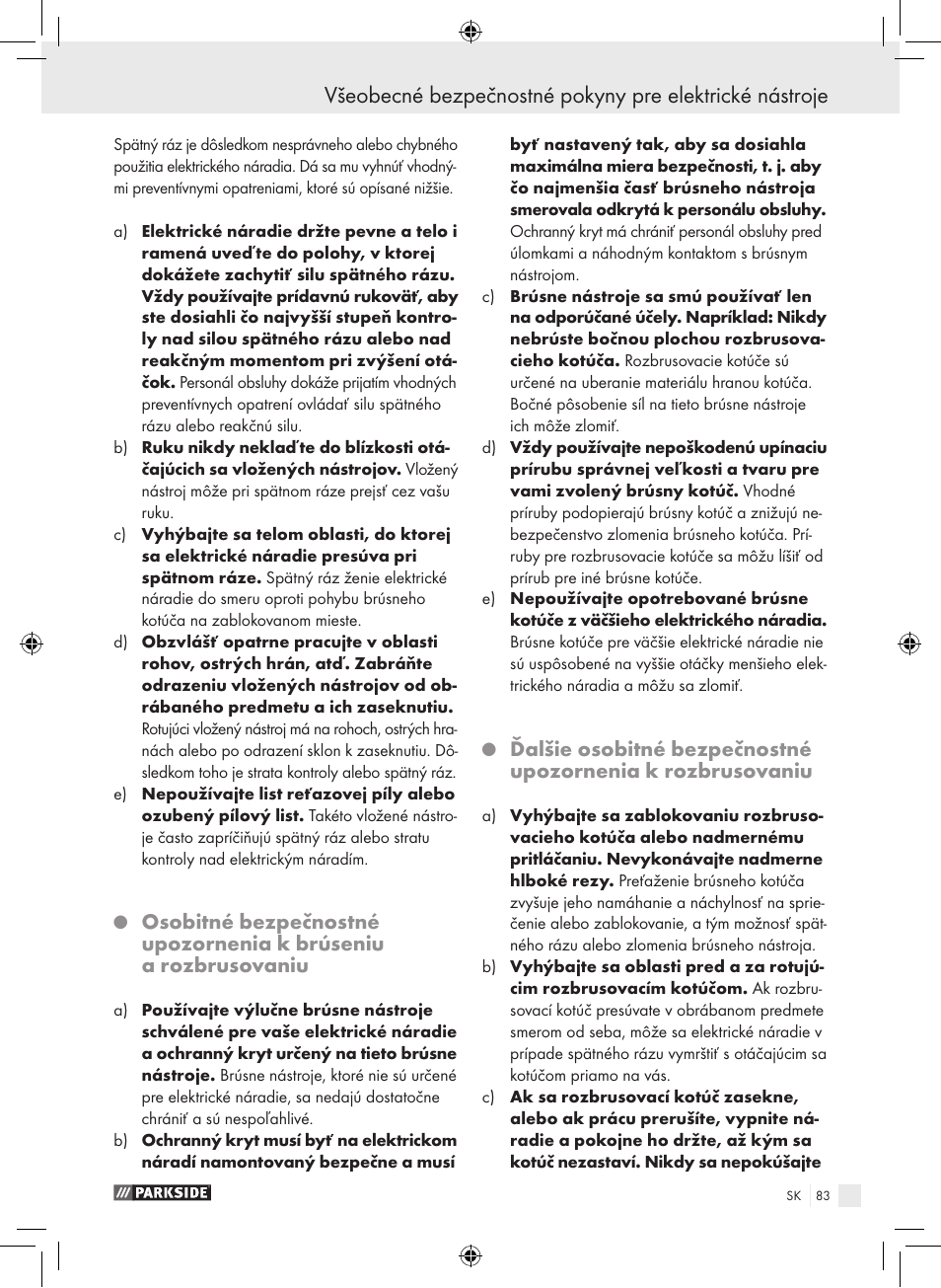 Parkside PWS 230 A1 User Manual | Page 83 / 105