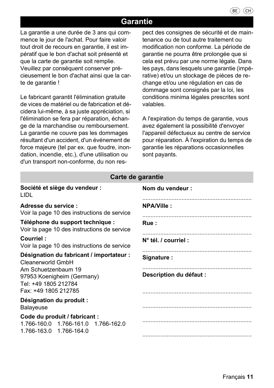 Garantie | Parkside PKM 1500 A1 User Manual | Page 11 / 32