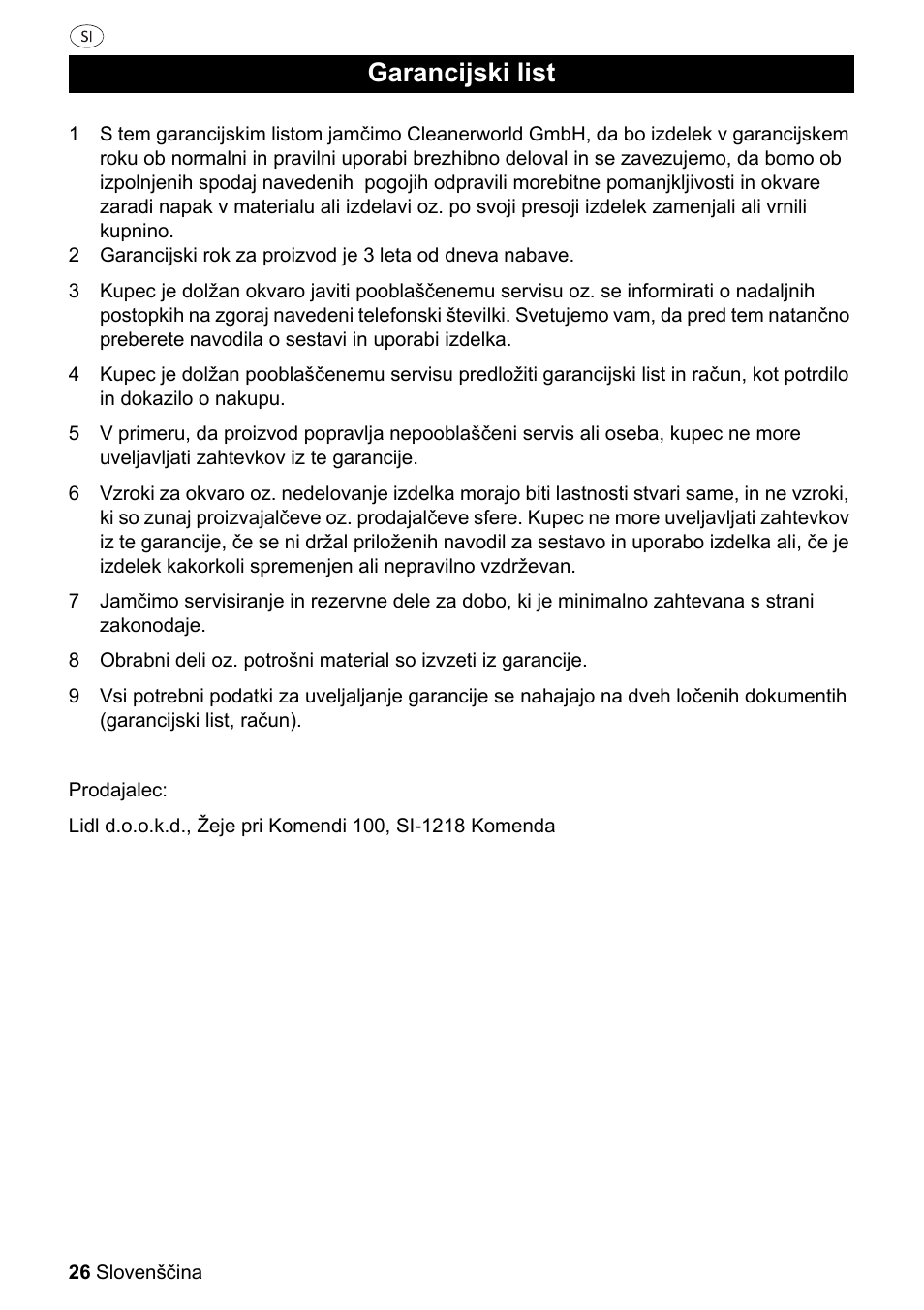 Garancijski list | Parkside PKM 1500 A1 User Manual | Page 26 / 32