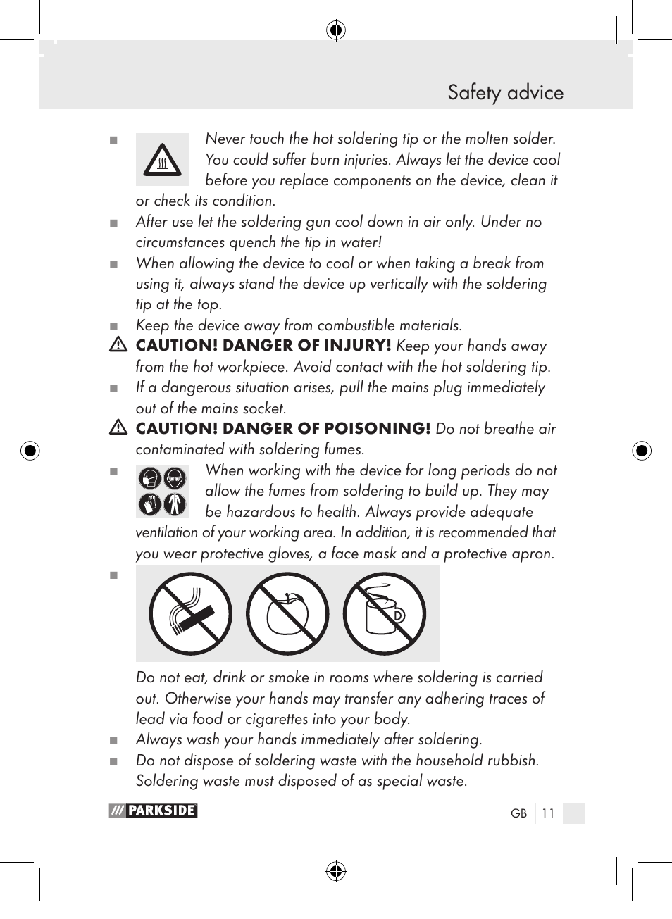 Safety advice | Parkside PLP 100 A1 User Manual | Page 10 / 102