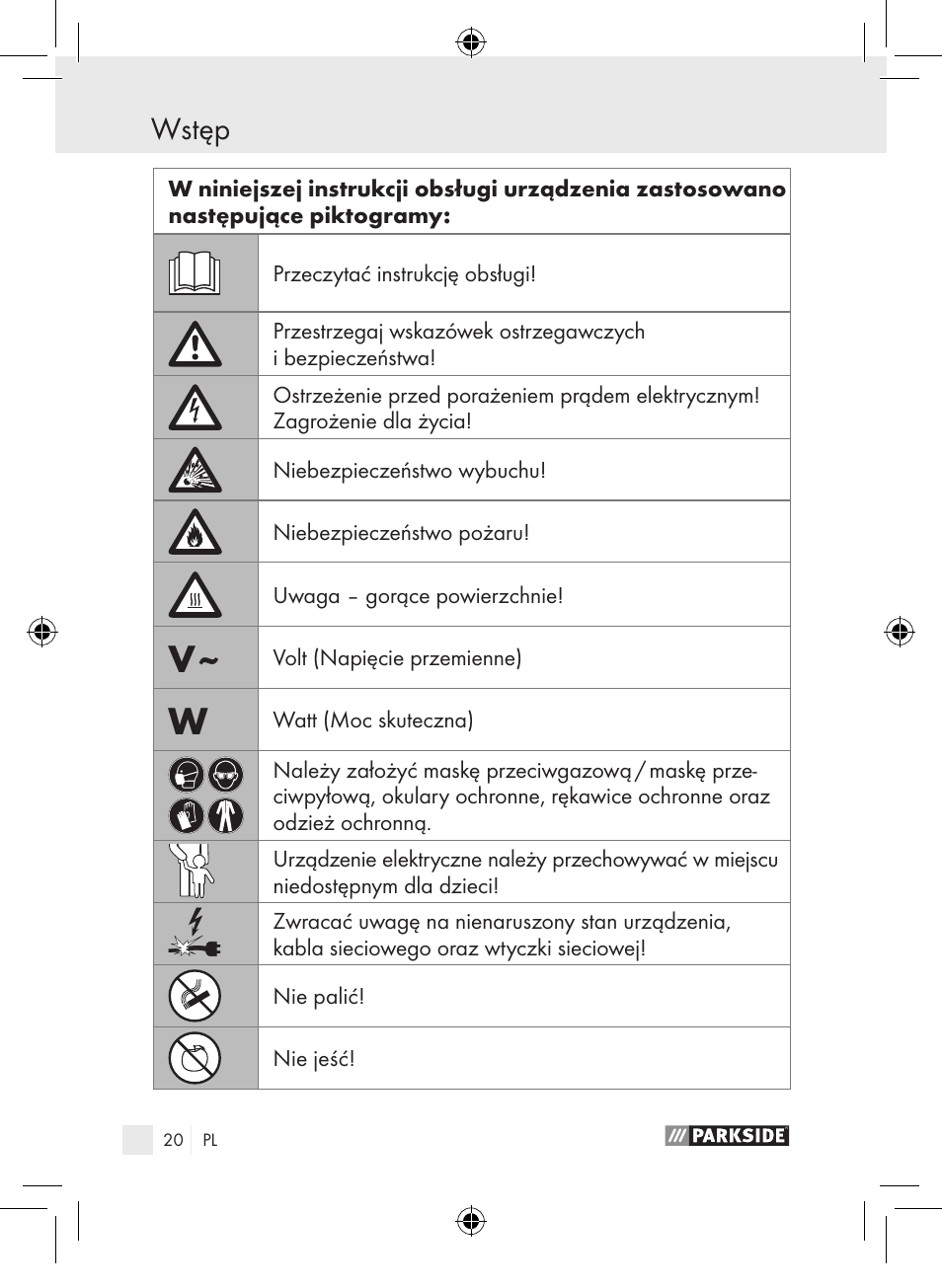 Wstęp | Parkside PLP 100 A1 User Manual | Page 19 / 102