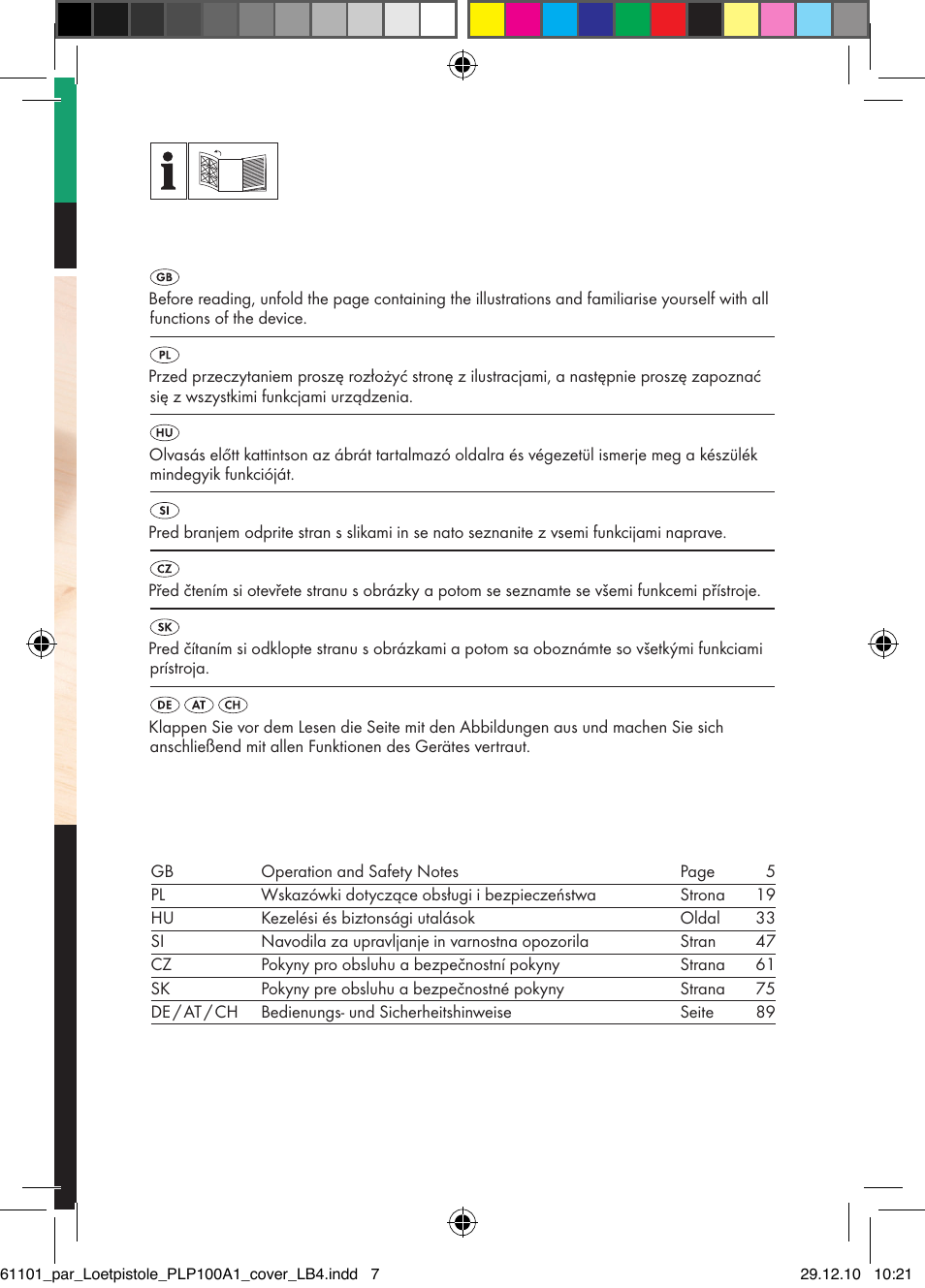 Parkside PLP 100 A1 User Manual | Page 2 / 102