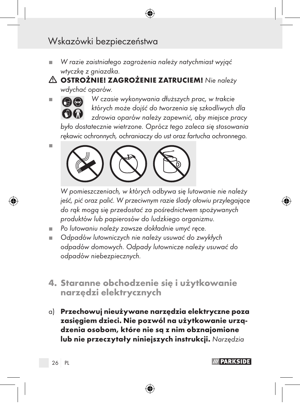 Wskazόwki bezpieczeństwa | Parkside PLP 100 A1 User Manual | Page 25 / 102