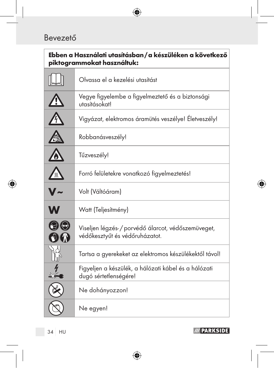 Bevezető | Parkside PLP 100 A1 User Manual | Page 33 / 102