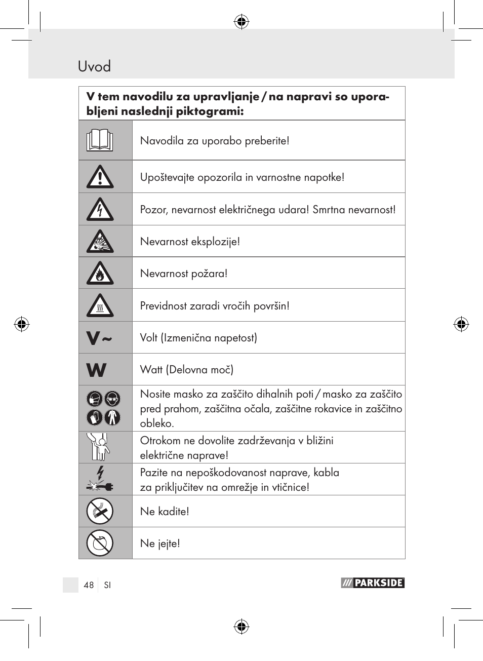 Uvod | Parkside PLP 100 A1 User Manual | Page 47 / 102