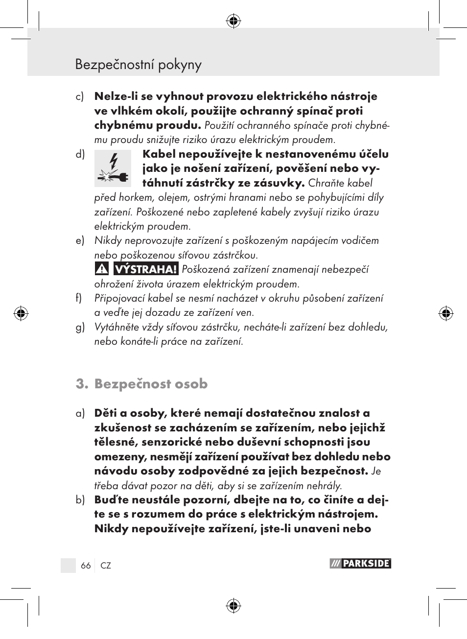 Bezpečnostní pokyny, Bezpečnost osob | Parkside PLP 100 A1 User Manual | Page 65 / 102