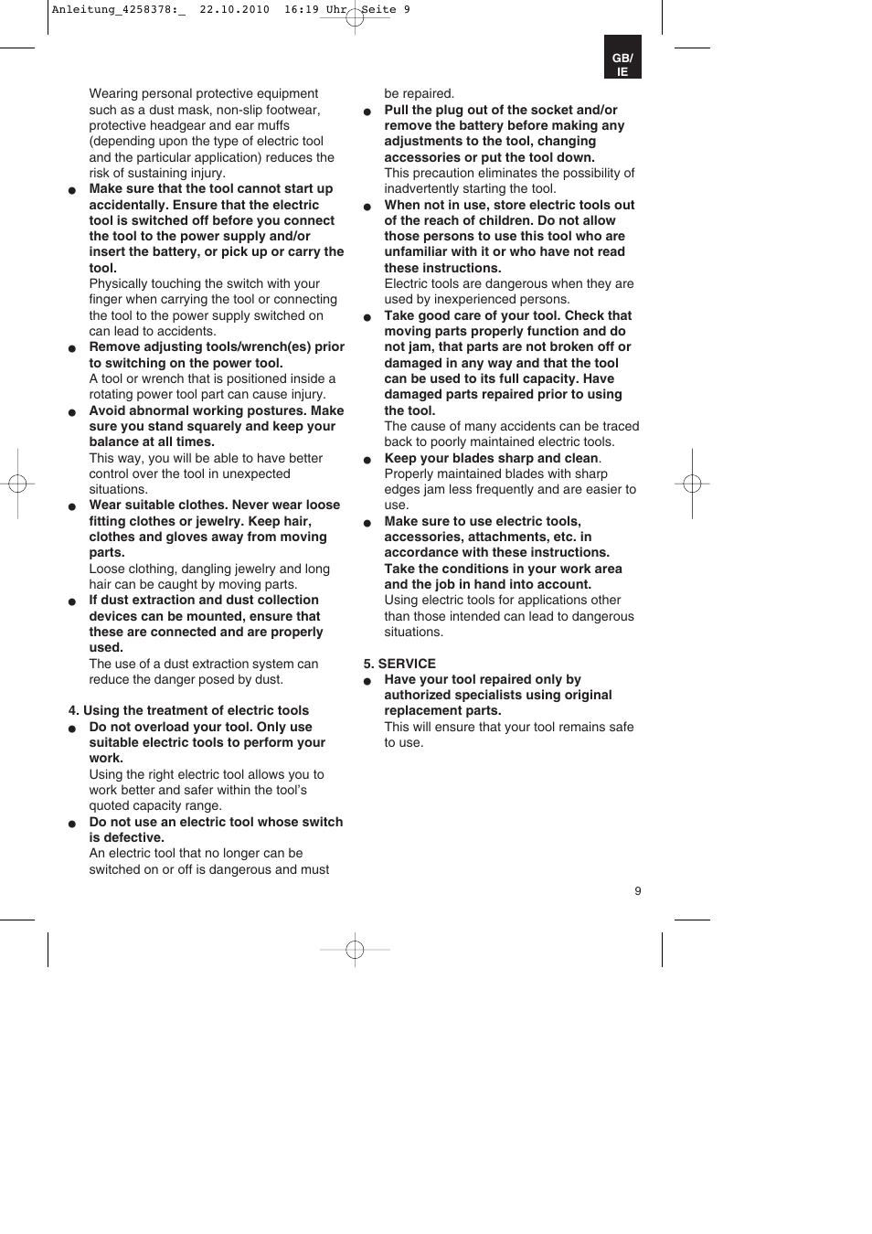 Parkside PBH 1100 A1 User Manual | Page 9 / 20