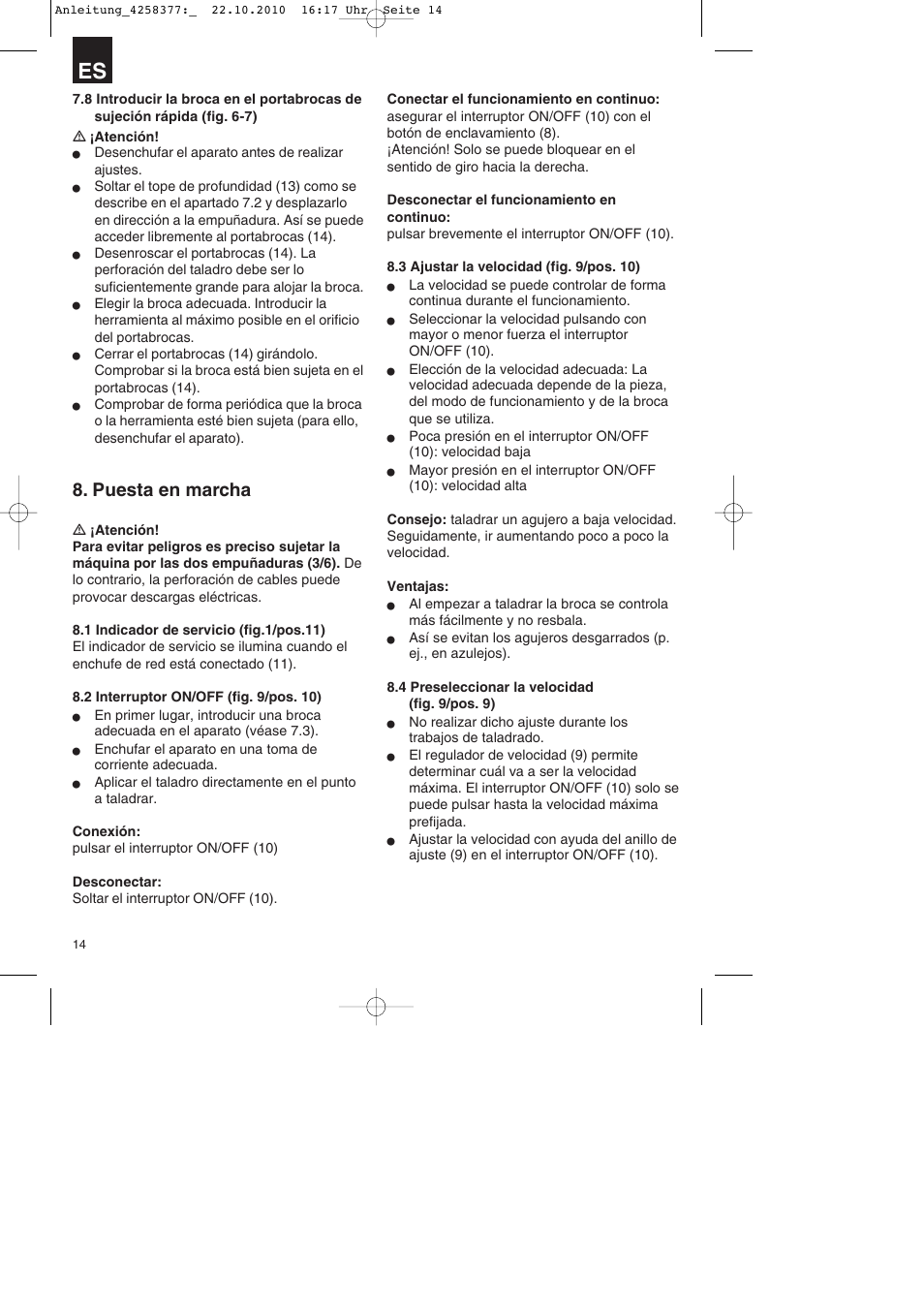 Puesta en marcha | Parkside PBH 1100 A1 User Manual | Page 14 / 72