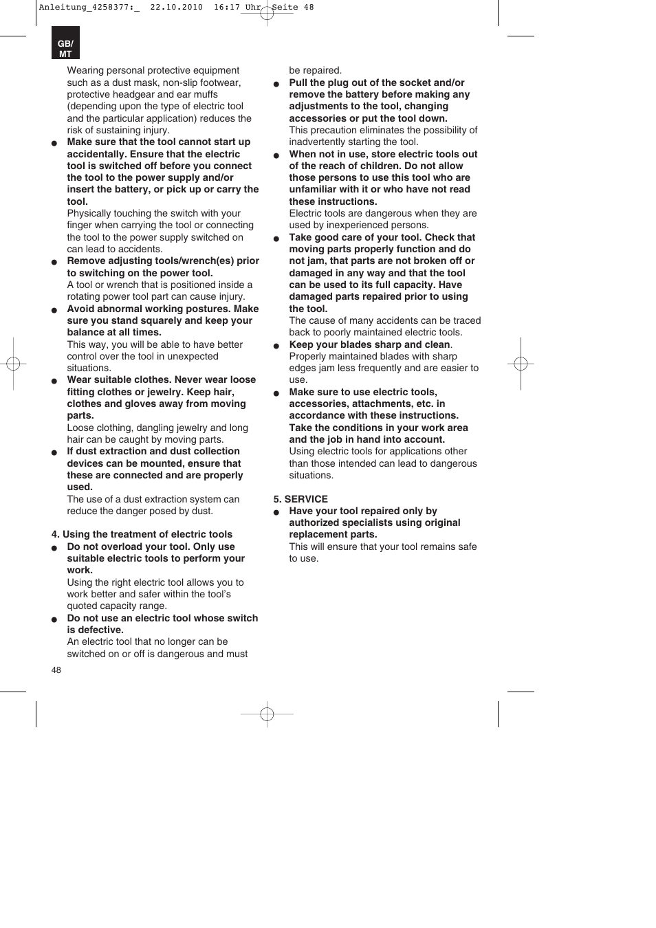 Parkside PBH 1100 A1 User Manual | Page 48 / 72