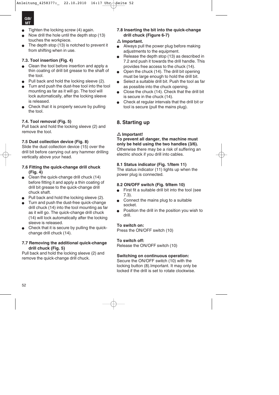 Parkside PBH 1100 A1 User Manual | Page 52 / 72
