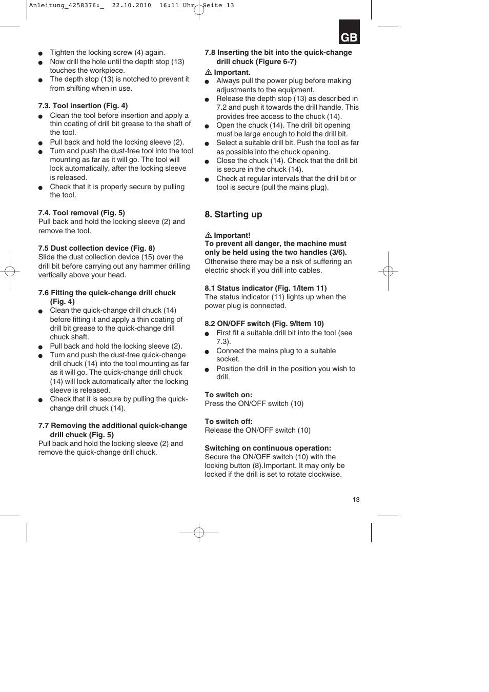 Parkside PBH 1100 A1 User Manual | Page 13 / 96