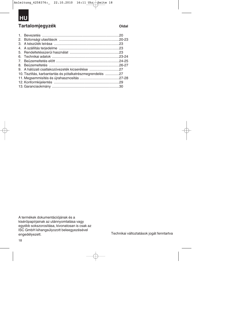 Tartalomjegyzék | Parkside PBH 1100 A1 User Manual | Page 18 / 96