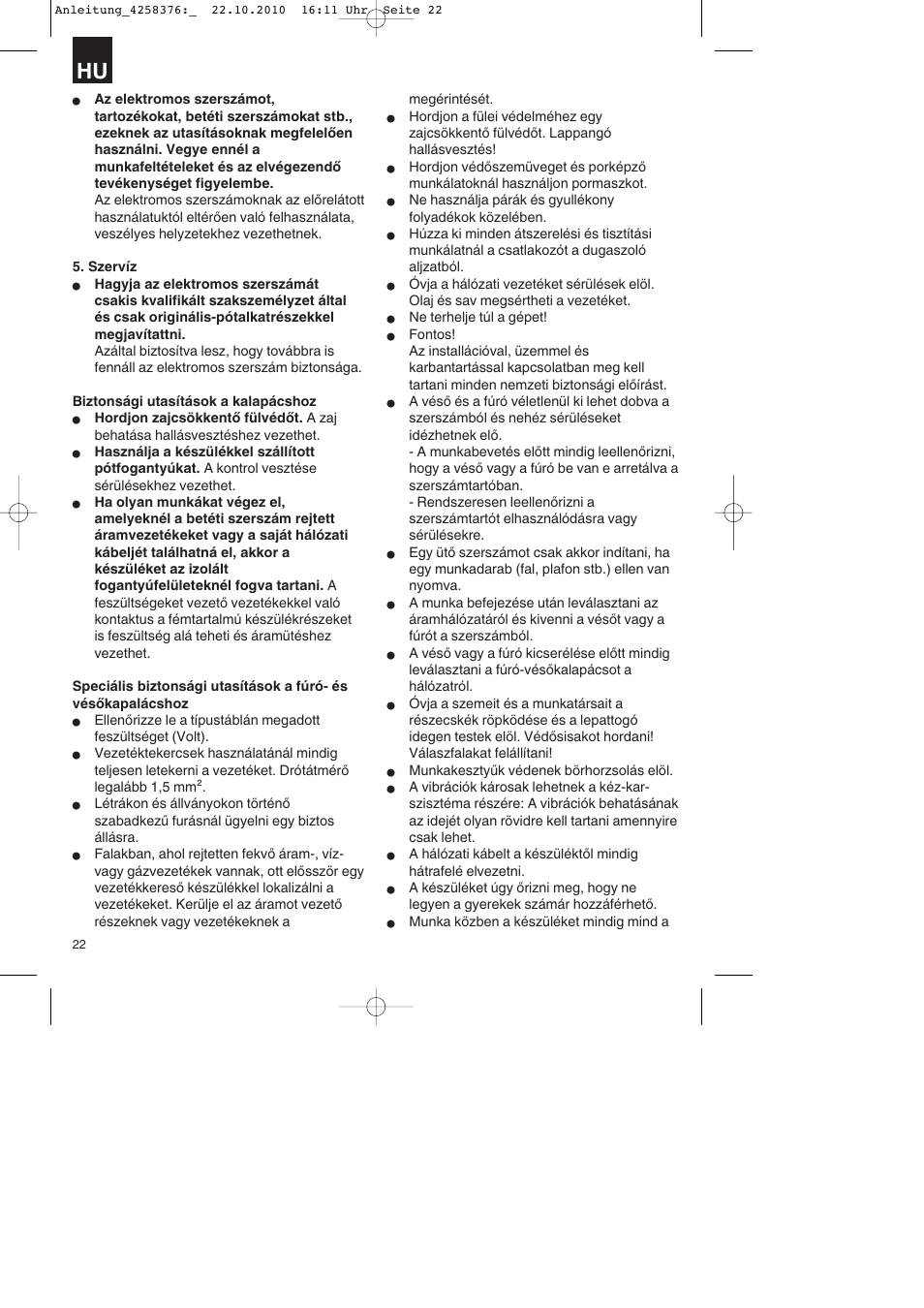 Parkside PBH 1100 A1 User Manual | Page 22 / 96