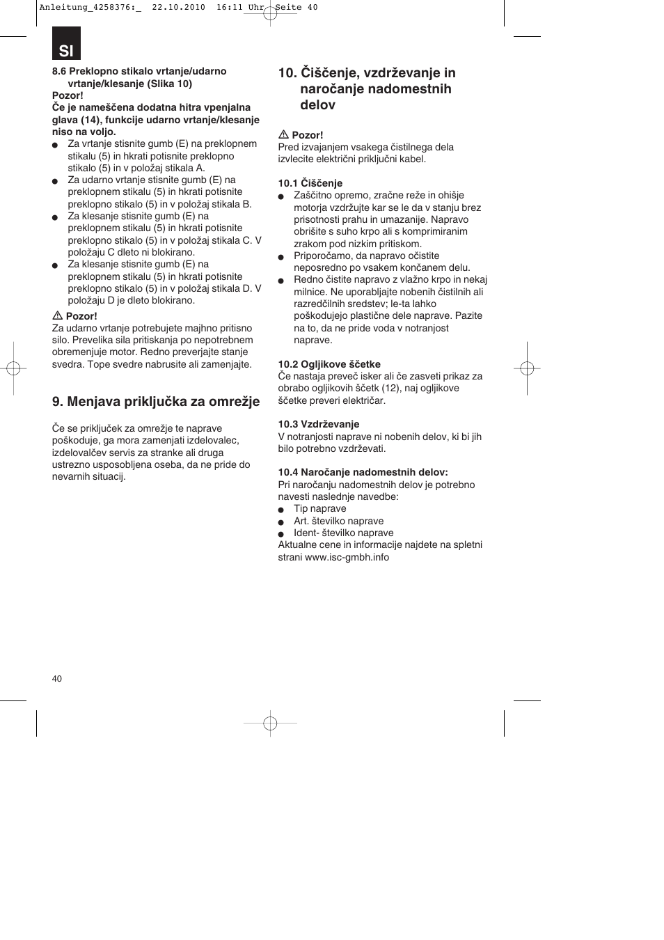 Menjava priključka za omrežje | Parkside PBH 1100 A1 User Manual | Page 40 / 96
