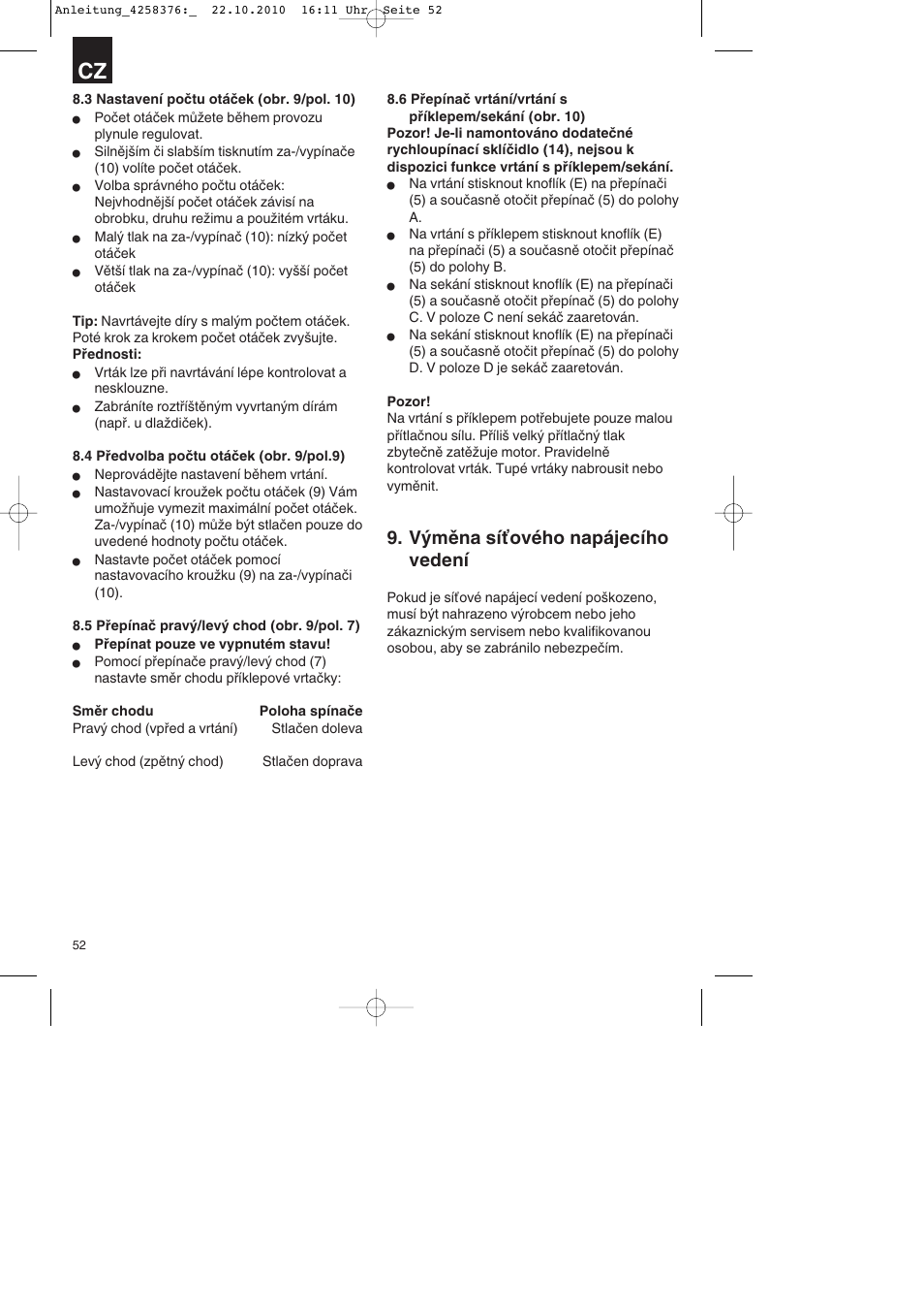 Výměna síťového napájecího vedení | Parkside PBH 1100 A1 User Manual | Page 52 / 96