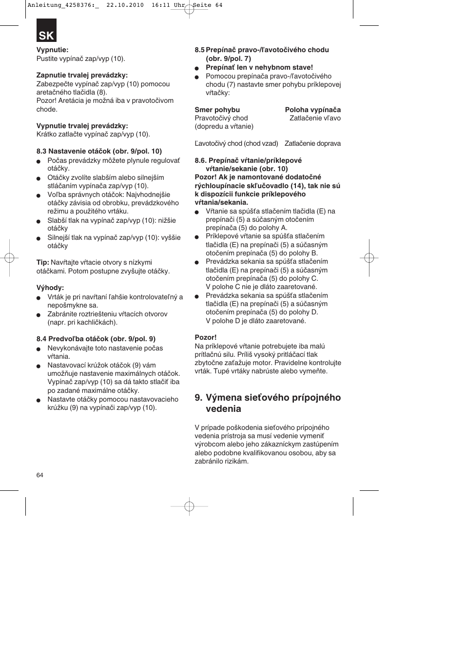 Výmena sieťového prípojného vedenia | Parkside PBH 1100 A1 User Manual | Page 64 / 96