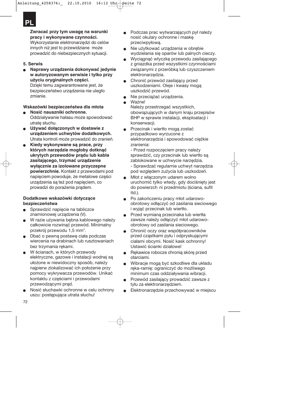 Parkside PBH 1100 A1 User Manual | Page 72 / 96