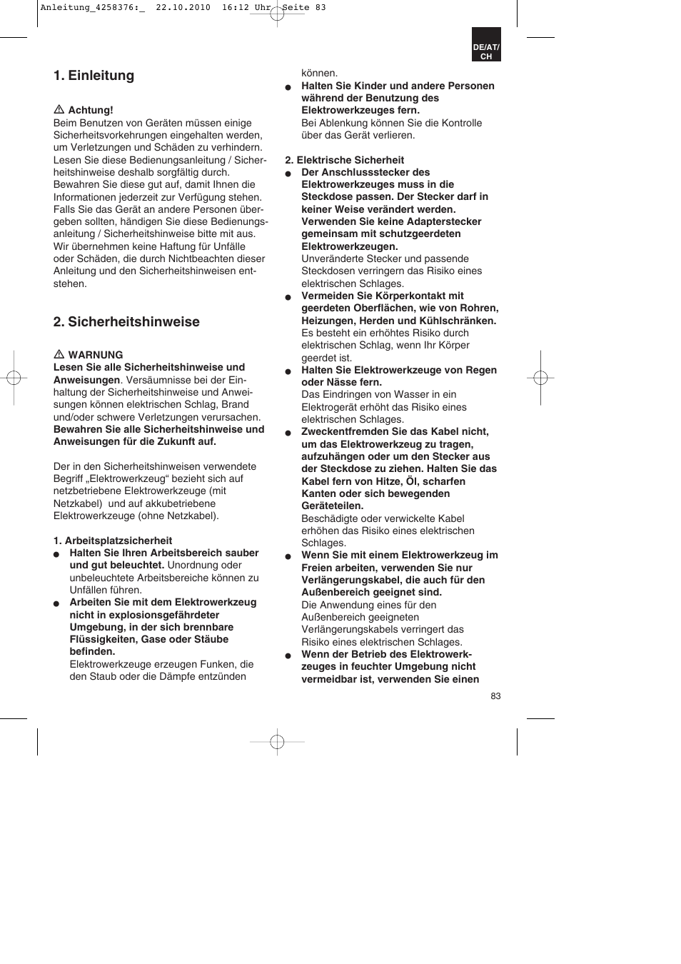 Einleitung, Sicherheitshinweise | Parkside PBH 1100 A1 User Manual | Page 83 / 96