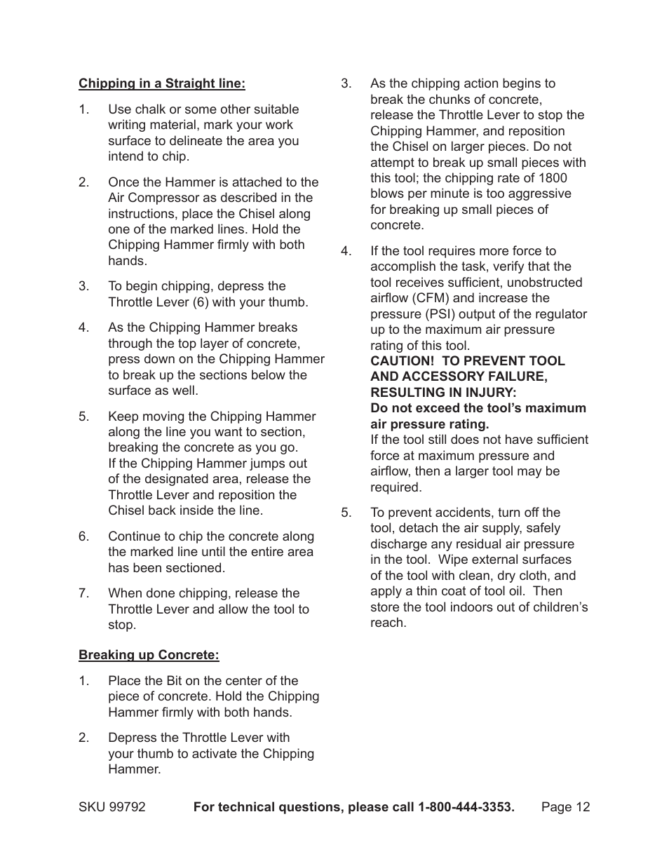 Harbor Freight Tools Model 99792 User Manual | Page 12 / 17