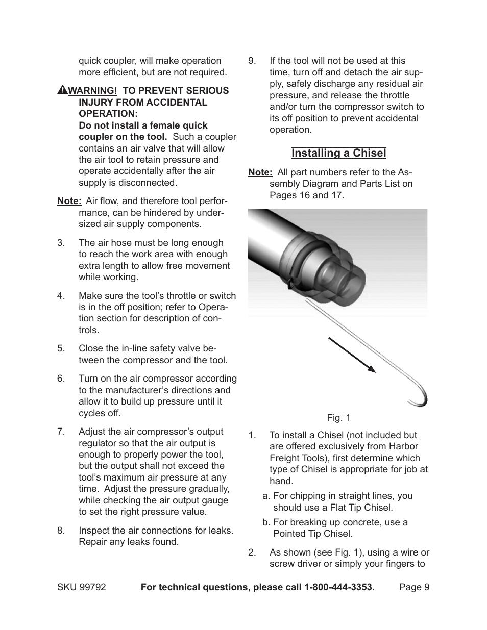 Harbor Freight Tools Model 99792 User Manual | Page 9 / 17