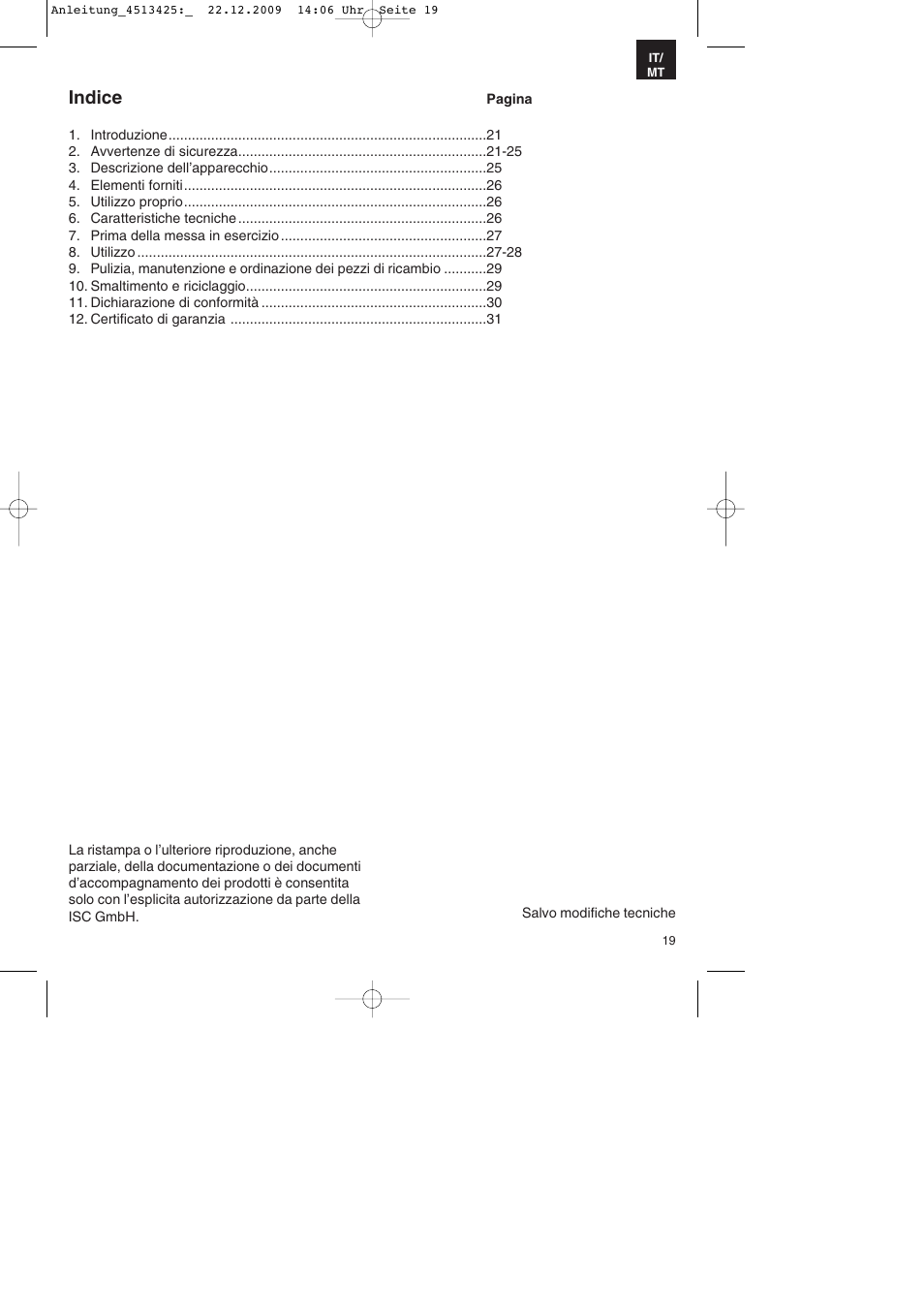 Indice | Parkside PABSS 3,6 Li User Manual | Page 19 / 60