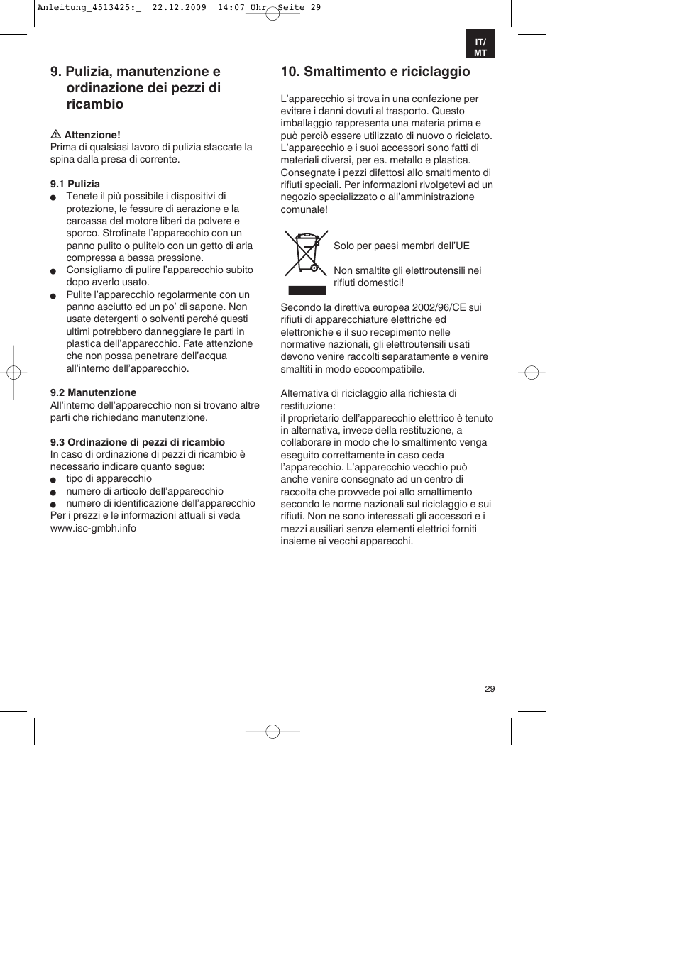 Smaltimento e riciclaggio | Parkside PABSS 3,6 Li User Manual | Page 29 / 60