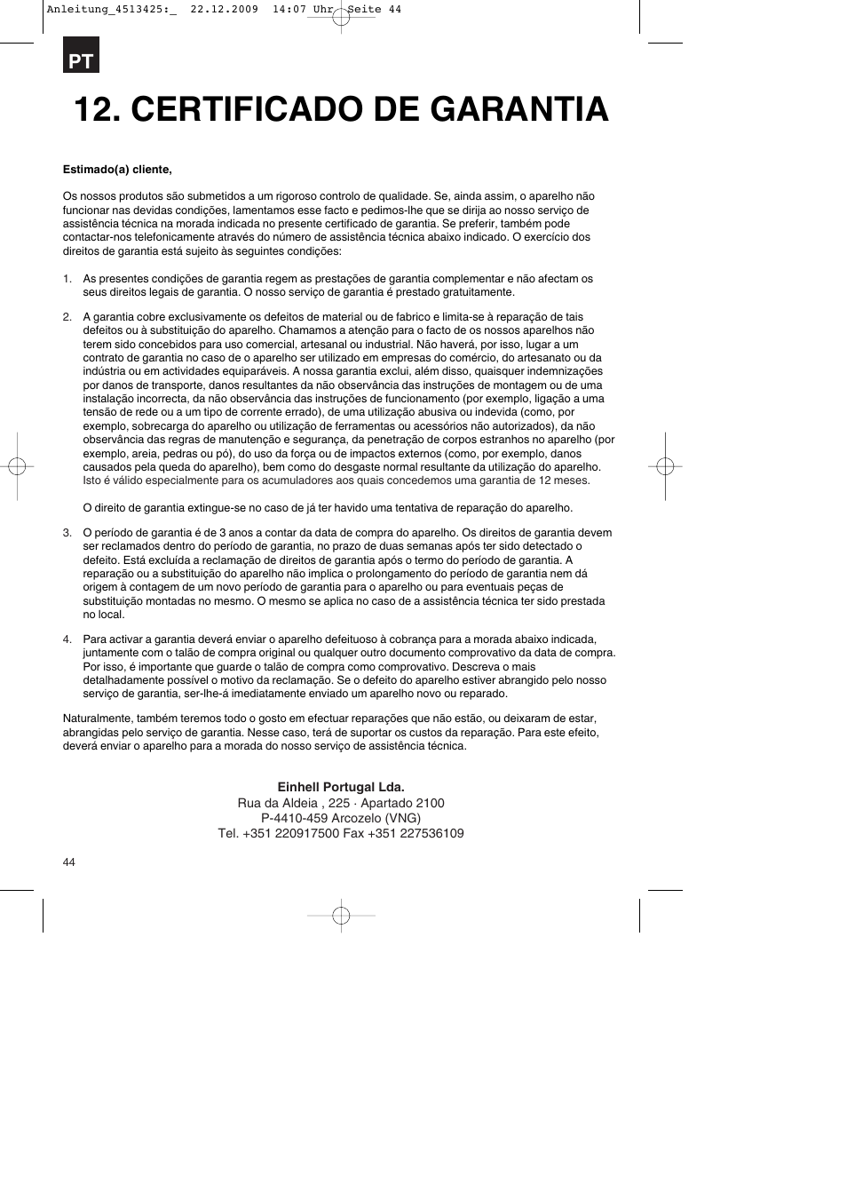 Certificado de garantia | Parkside PABSS 3,6 Li User Manual | Page 44 / 60