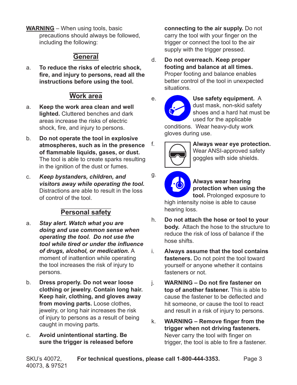 Harbor Freight Tools AIR STAPLER 40072 User Manual | Page 3 / 12