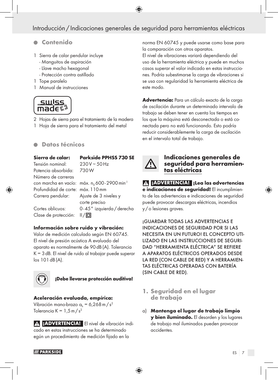 Parkside PPHSS 730 SE User Manual | Page 8 / 55