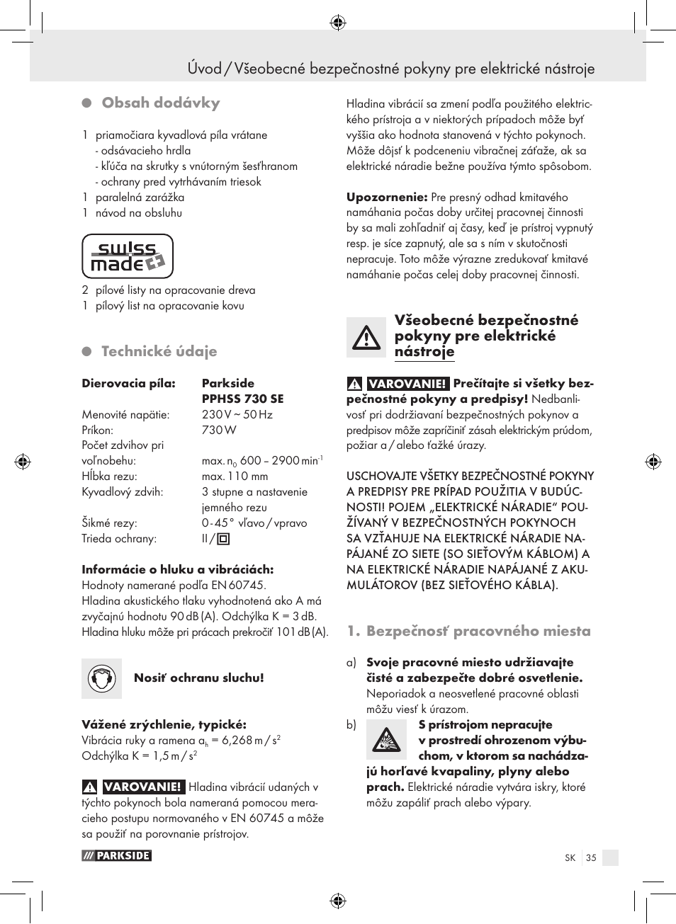 Parkside PPHSS 730 SE User Manual | Page 36 / 63