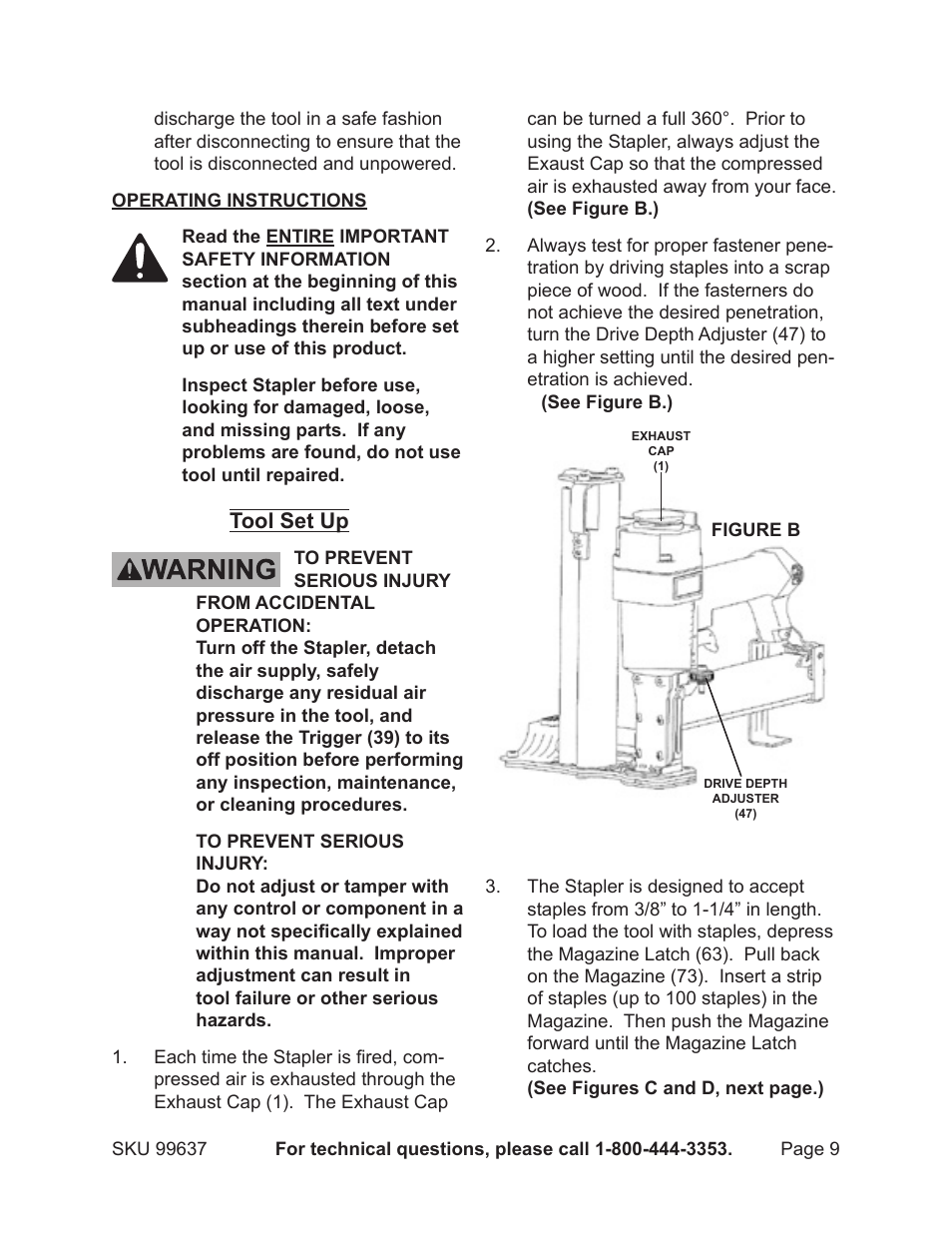 Tool set up | Harbor Freight Tools Model 99637 User Manual | Page 9 / 18