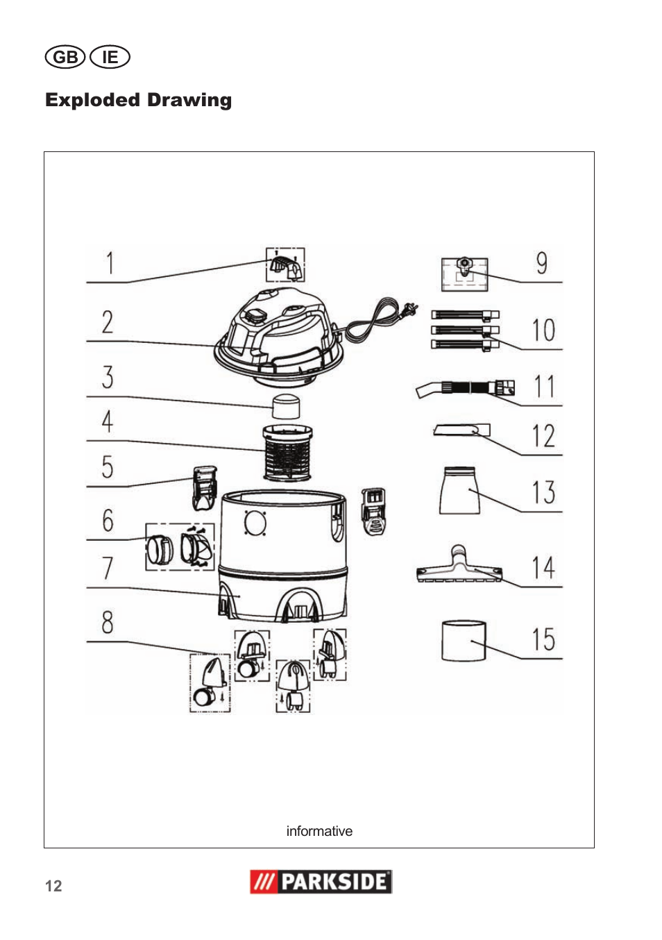 Exploded drawing | Parkside PNTS 1300 A1 User Manual | Page 12 / 14