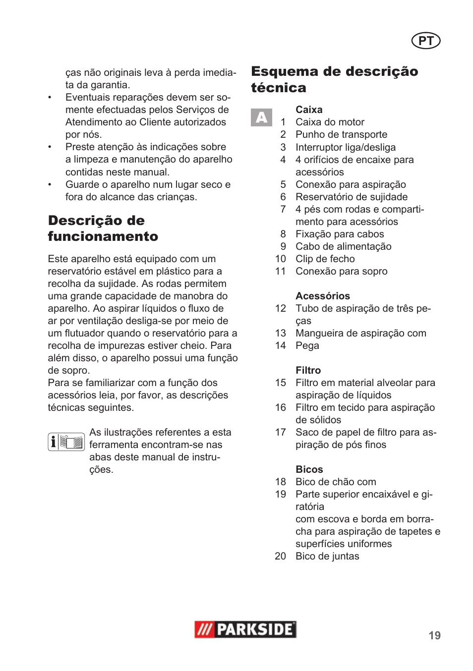 Descrição de funcionamento, Esquema de descrição técnica | Parkside PNTS 1300 A1 User Manual | Page 19 / 42