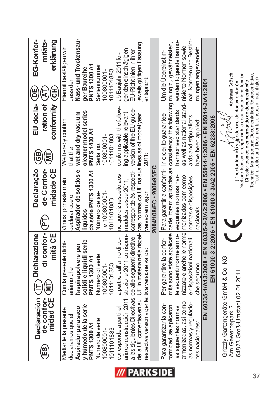 Parkside PNTS 1300 A1 User Manual | Page 37 / 42