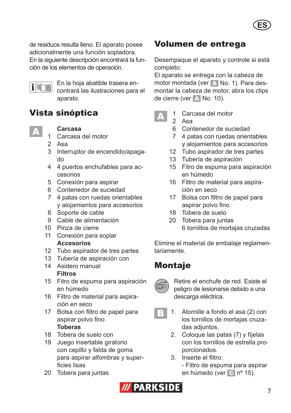 Vista sinóptica, Volumen de entrega, Montaje | Parkside PNTS 1300 A1 User Manual | Page 7 / 42