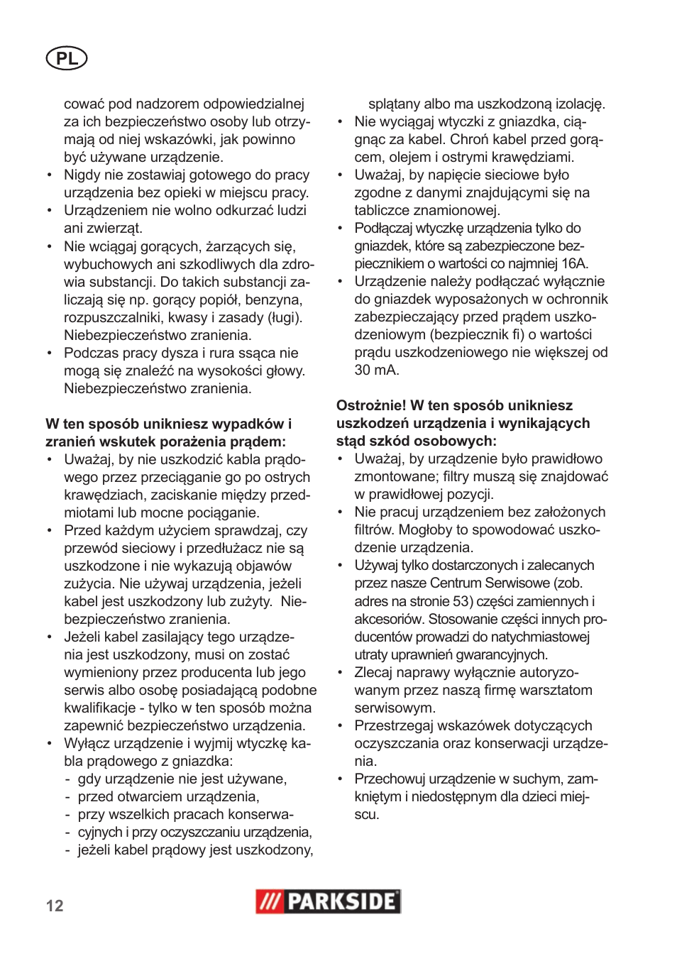 Parkside PNTS 1300 A1 User Manual | Page 12 / 54