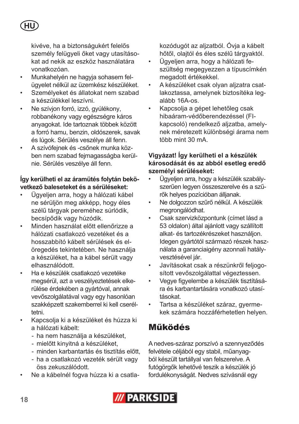 Működés | Parkside PNTS 1300 A1 User Manual | Page 18 / 54
