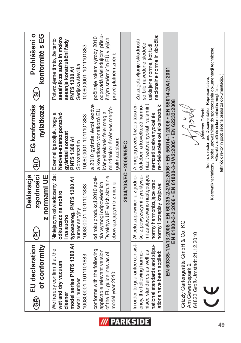 Parkside PNTS 1300 A1 User Manual | Page 49 / 54
