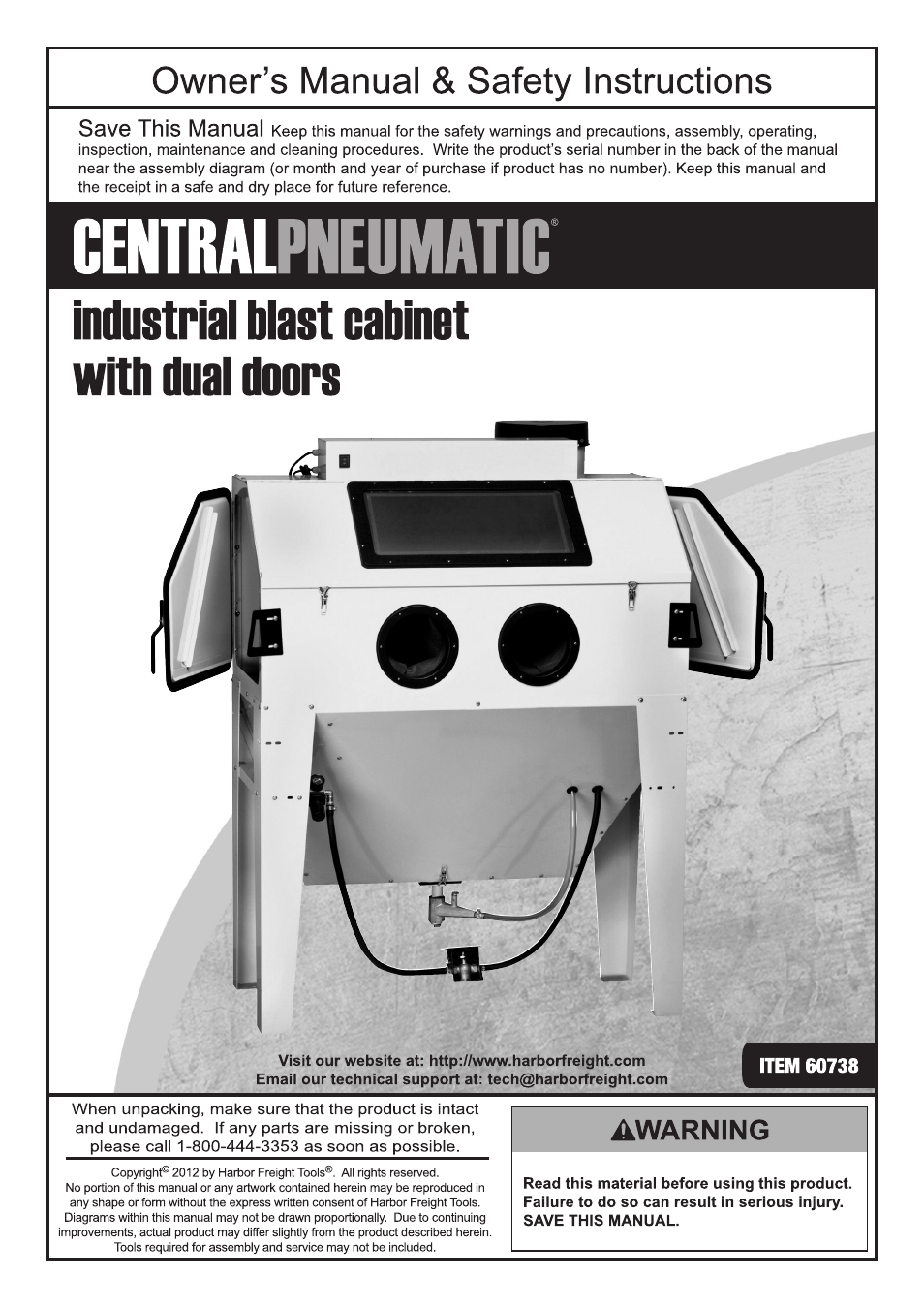 Harbor Freight Tools ITEM 60738 User Manual | 20 pages