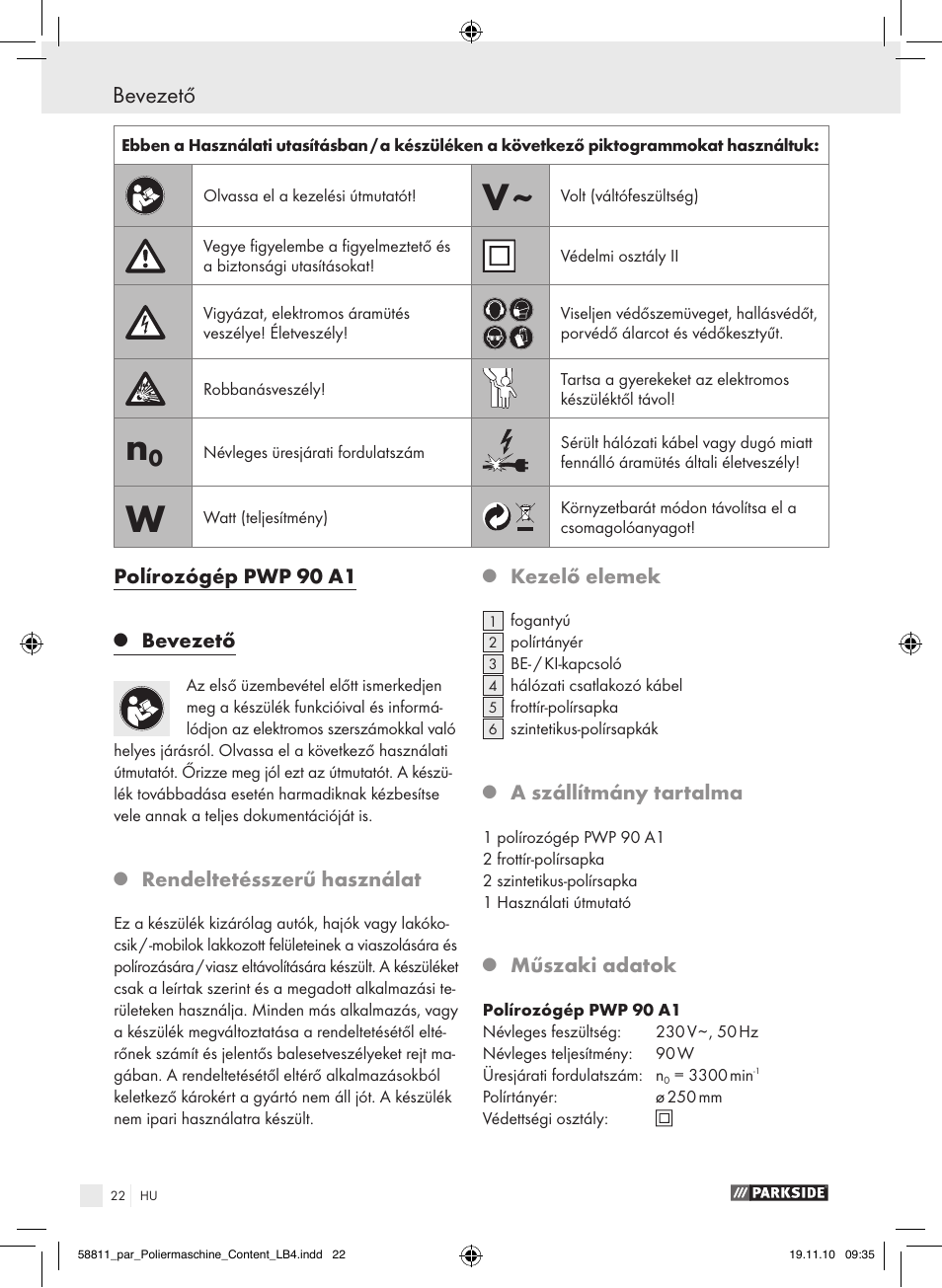 Bevezető | Parkside PWP 90 A1 User Manual | Page 24 / 62