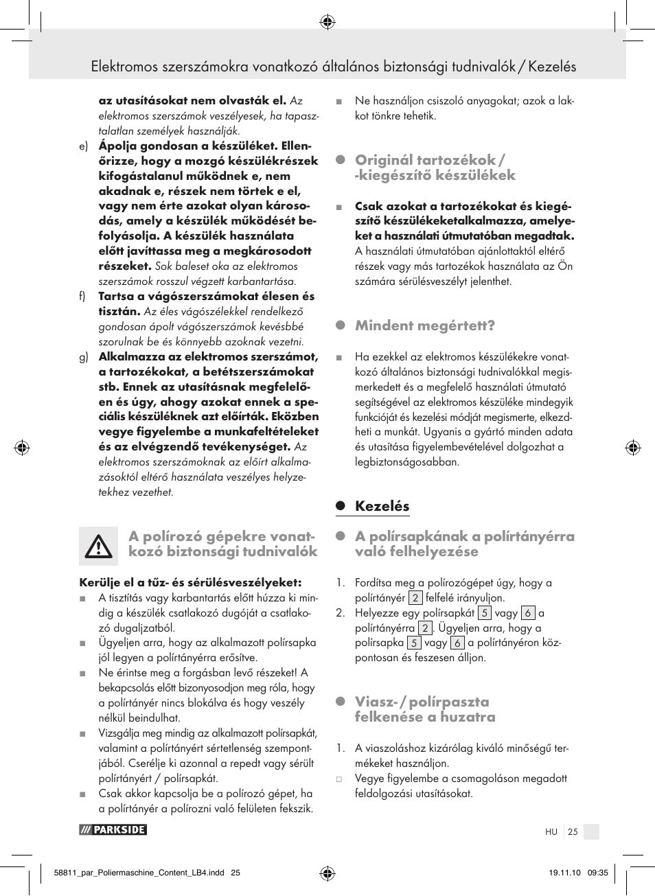Originál tartozékok / -kiegészítő készülékek, Mindent megértett, Kezelés | A polírsapkának a polírtányérra való felhelyezése, Viasz- / polírpaszta felkenése a huzatra | Parkside PWP 90 A1 User Manual | Page 27 / 62