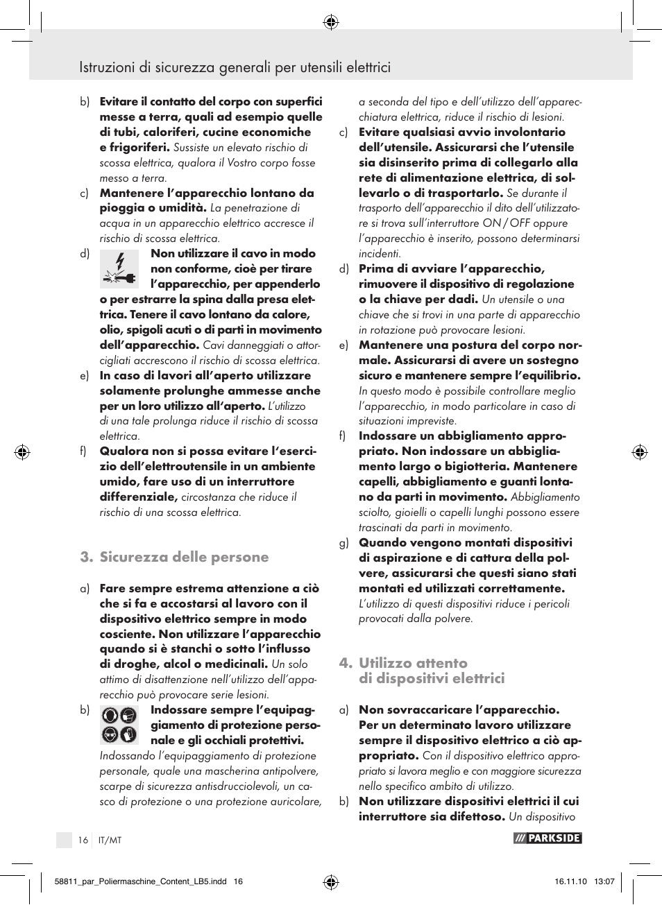 Sicurezza delle persone, Utilizzo attento di dispositivi elettrici | Parkside PWP 90 A1 User Manual | Page 18 / 46