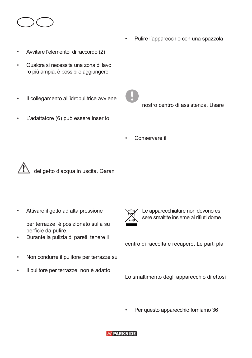 Conservazione, Mt it montaggio, Messa in esercizio | Pulizia e manutenzione, Smaltimento/tutela dell’ambiente, Garanzia | Parkside PPC 30 A1 User Manual | Page 10 / 30