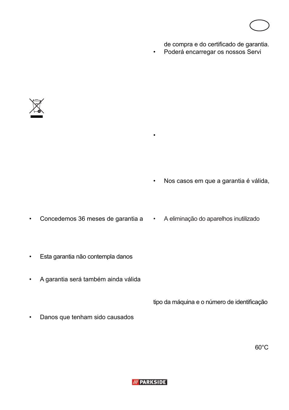 Remoção da ferramenta/protecção ao meio ambiente, Garantia, Peças sobressalentes | Dados técnicos | Parkside PPC 30 A1 User Manual | Page 15 / 30