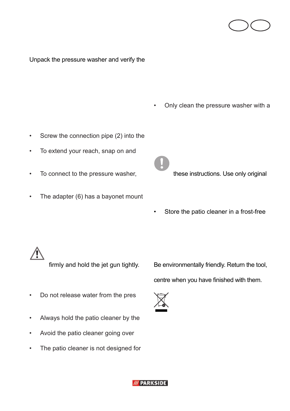 Fitting, Start-up, Cleaning and maintenance | Waste disposal and environmental protection, Mt gb, Storage | Parkside PPC 30 A1 User Manual | Page 19 / 30