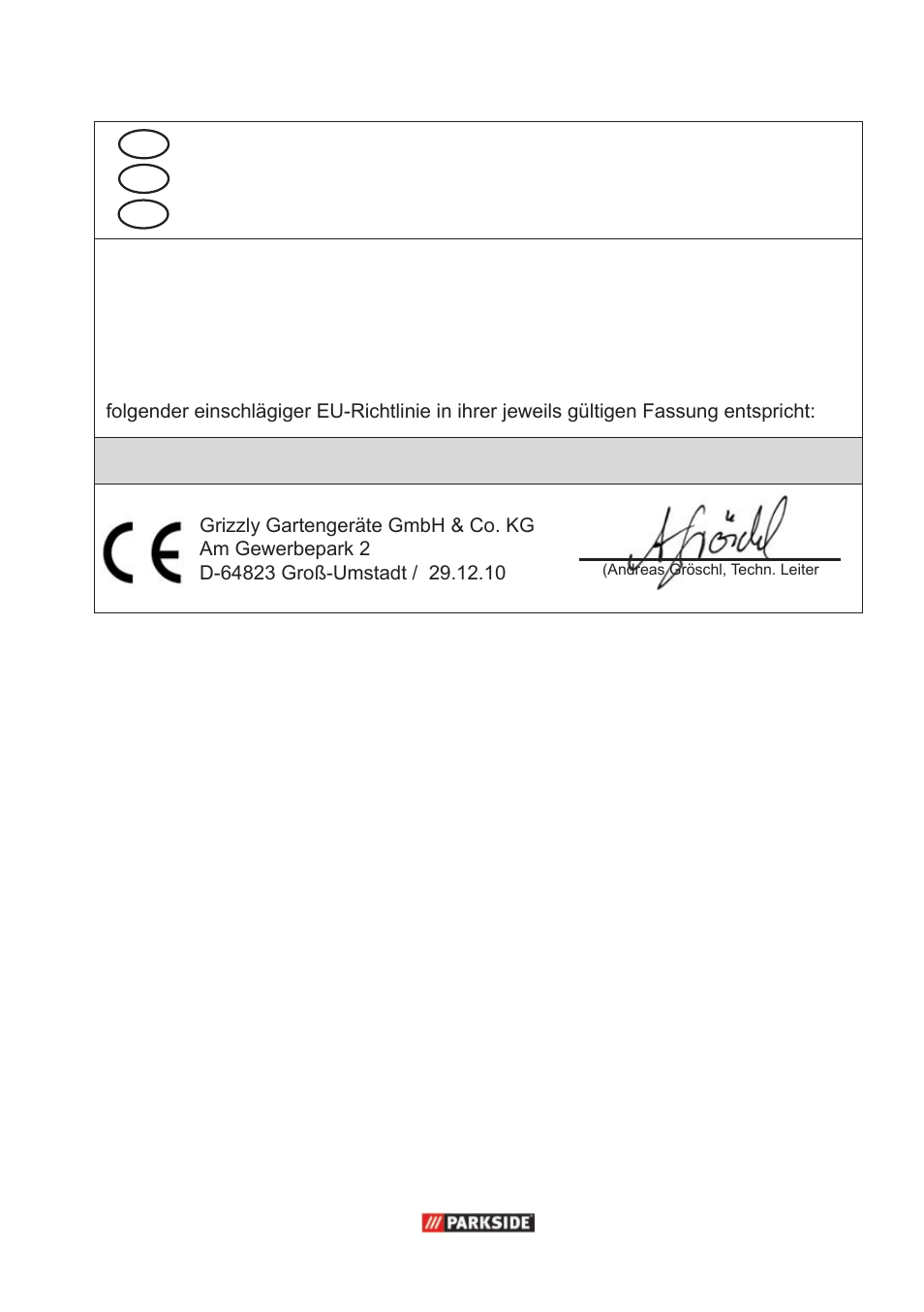Eg-konformitätserklärung | Parkside PPC 30 A1 User Manual | Page 27 / 30