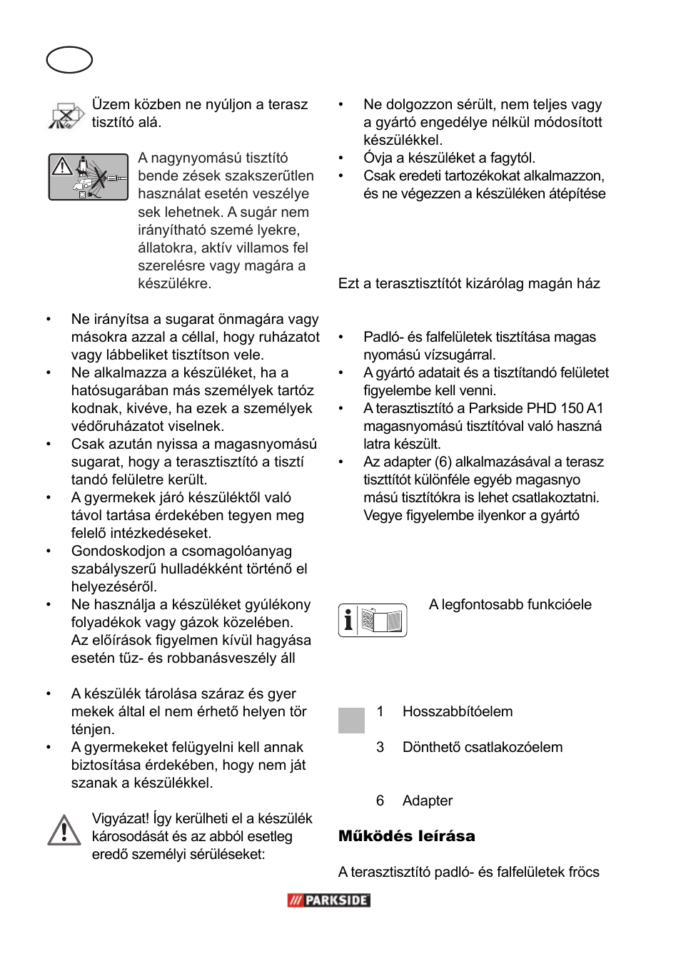 Alkalmazási célok, Általános leírás | Parkside PPC 30 A1 User Manual | Page 16 / 42