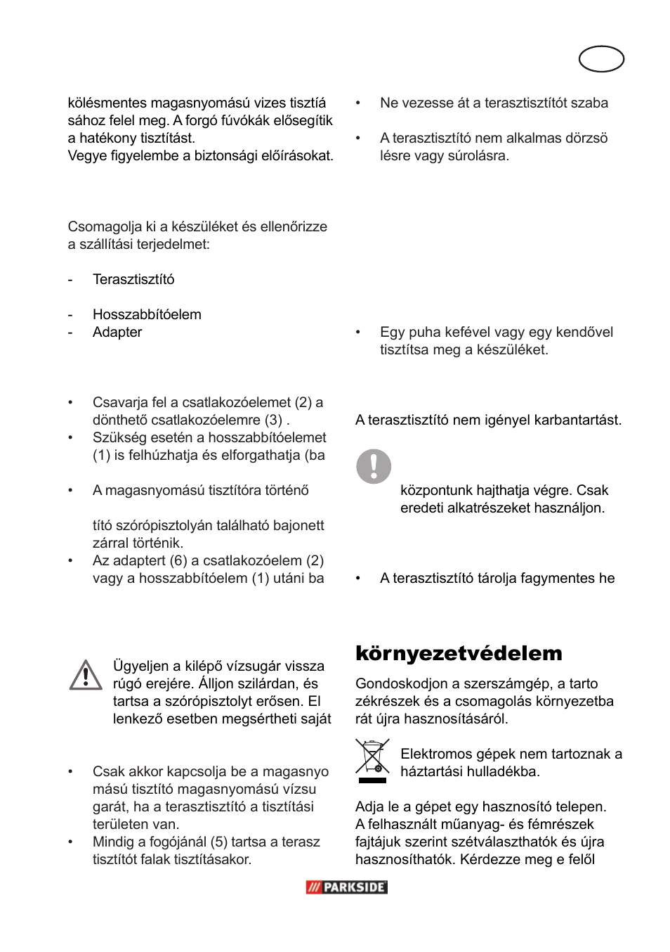 Üzembe helyezés, Tisztítás és karbantartás, Tárolás | Eltávolítás és környezetvédelem, Felszerelés | Parkside PPC 30 A1 User Manual | Page 17 / 42