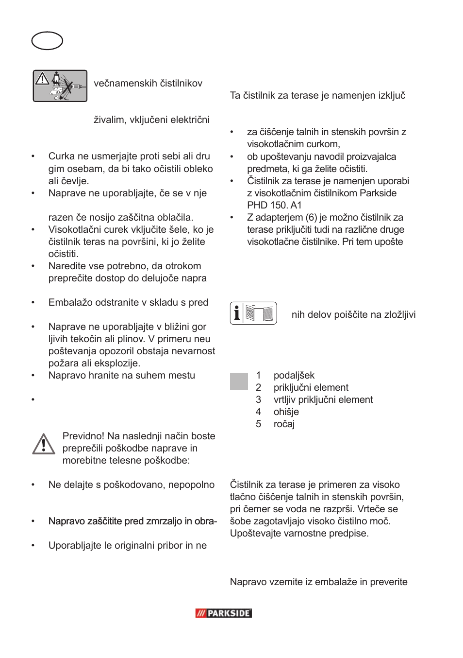 Namen uporabe, Splošen opis | Parkside PPC 30 A1 User Manual | Page 20 / 42